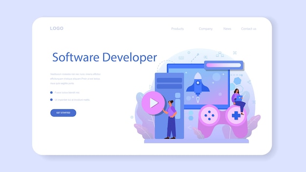 Bannière Web Ou Page De Destination De Développement De Jeux