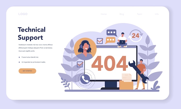 Bannière Web ou page de destination du centre d'appels ou du support technique