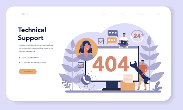 Bannière Web Ou Page De Destination Du Centre D'appels Ou Du Support Technique