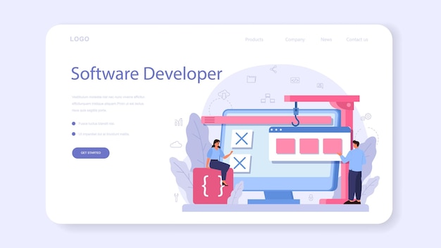 Bannière Web ou page de destination du développeur de logiciels