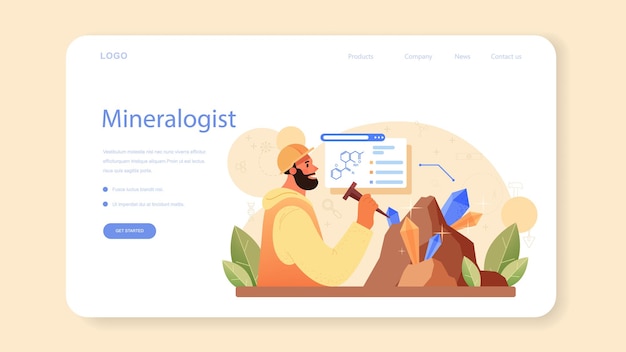 Bannière Web Ou Page De Destination Du Minéralogiste. Scientifique Professionnel