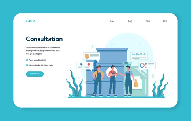 Bannière Web Ou Page De Destination Du Travailleur De La Station-service Ou Du Ravitailleur. Ouvrier
