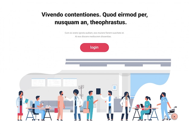 Bannière Web Ou Page De Destination Avec Illustration De L'équipe De Médecins