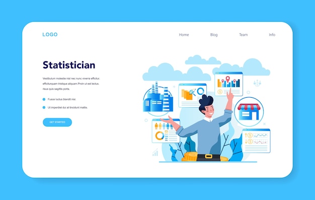 Bannière Web Ou Page De Destination De Statisticien Et Statistique. Spécialiste