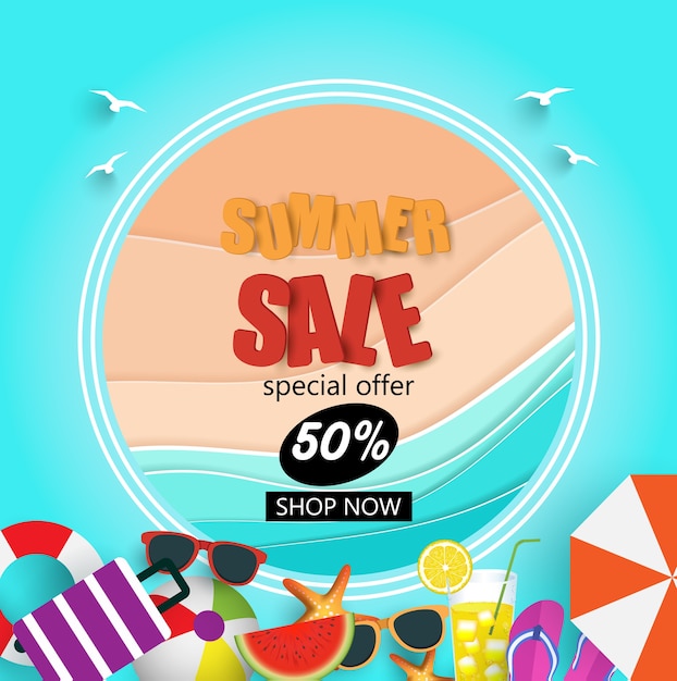 Vecteur bannière web promo summer sale.