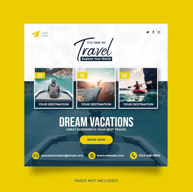 Bannière Web de publication de médias sociaux de vacances de vacances