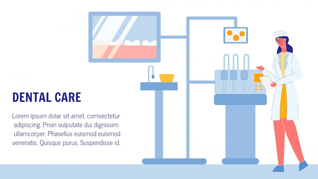 Bannière Web Vector Soins Dentaires Avec Espace De Texte