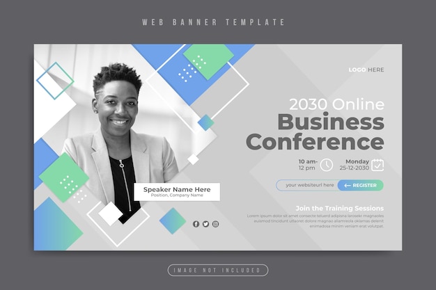 Bannière webinaire d'entreprise ou conférence sur les médias sociaux sur la couverture web du marketing numérique