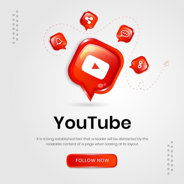 Bannière youtube d'icônes de médias sociaux