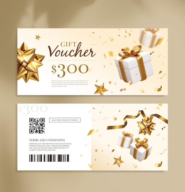 Vecteur bannières de bons cadeaux réalistes vecteur gratuit