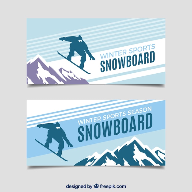 Bannières de concept de sports d&#39;hiver de snowboard