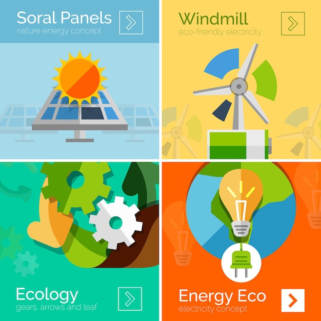 Bannières De Concepts De Design Plat énergie écologique