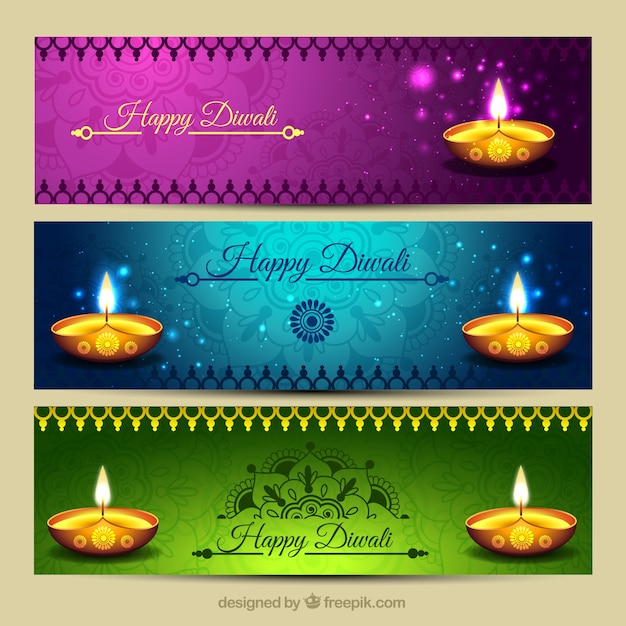 Bannières De Diwali Vives