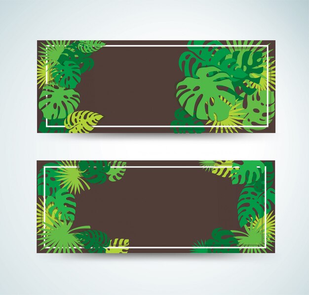 Vecteur bannières de feuilles tropicales