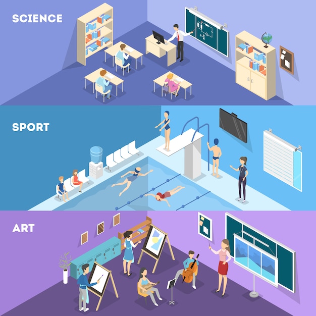 Bannières Horizontales Intérieures De L'école.