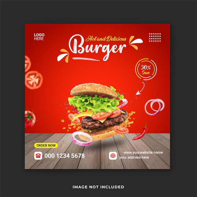 Bannières Instagram de restauration rapide ou publications sur les réseaux sociaux