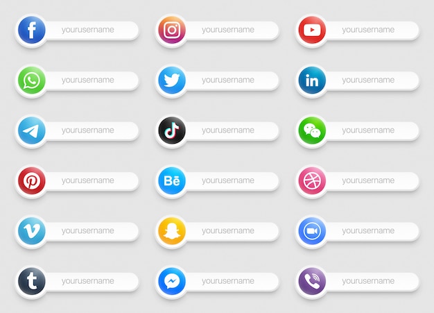 Bannières Médias sociaux populaires Icônes du tiers inférieur