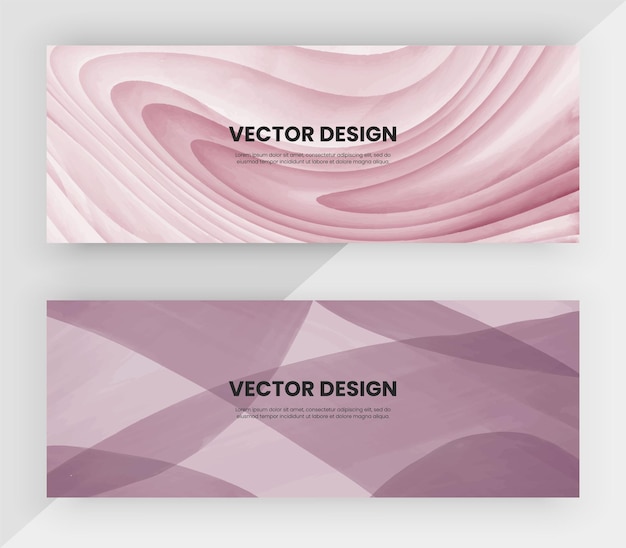 Bannières de modèles horizontaux avec texture aquarelle violette