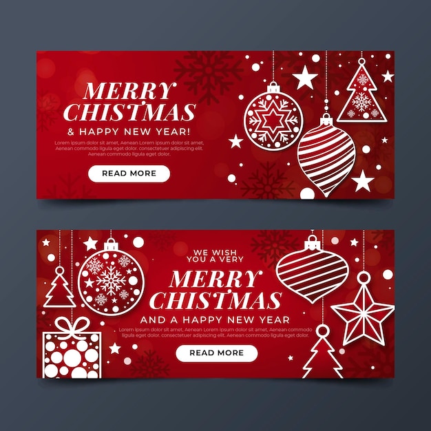 Bannières de Noël au design plat