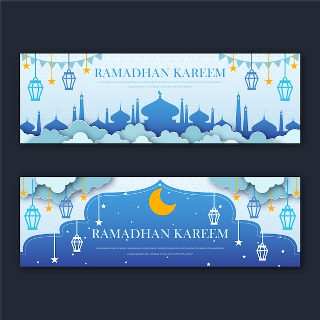 Bannières plates de ramadan