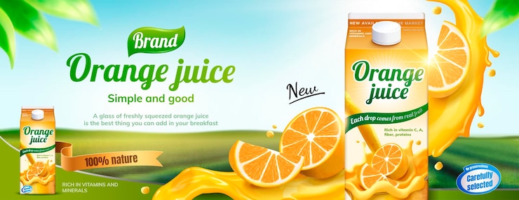 Vecteur bannières publicitaires pour boissons au jus d'orange