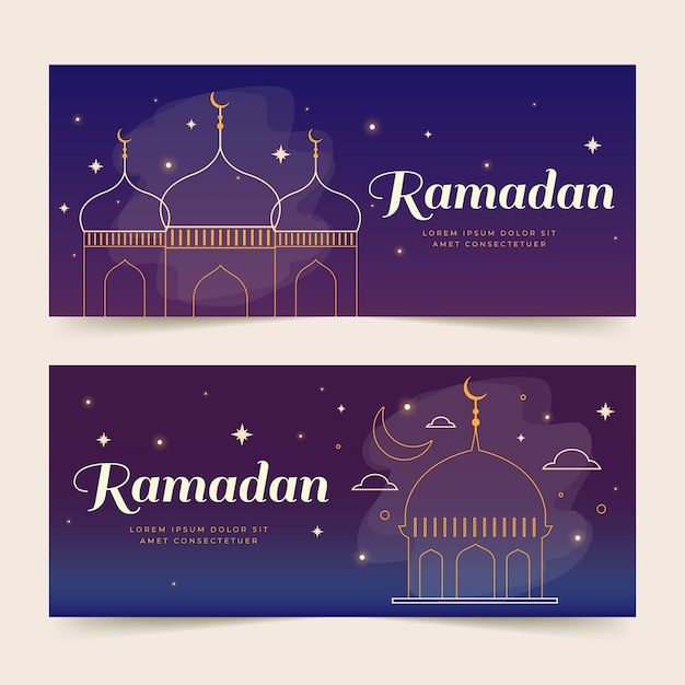 Bannières De Ramadan Créatives Dessinées à La Main