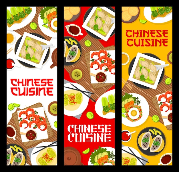 Bannières De Repas De Cuisine Chinoise Plats De Cuisine Asiatique