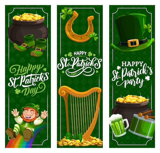 Vecteur bannières st patricks day ou fête de la religion irlandaise