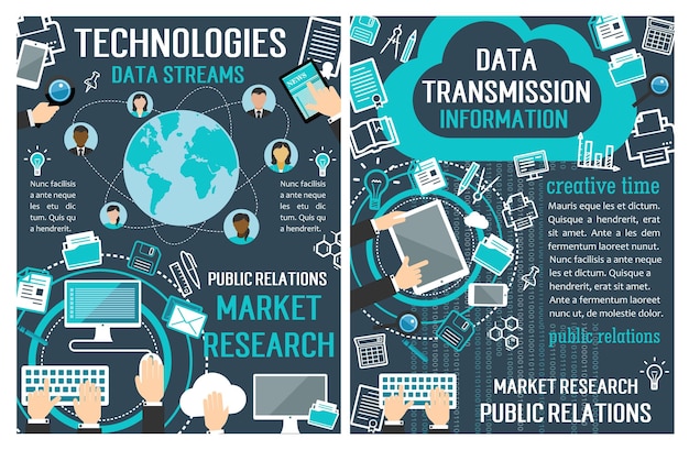 Vecteur bannières vectorielles sur la technologie des données