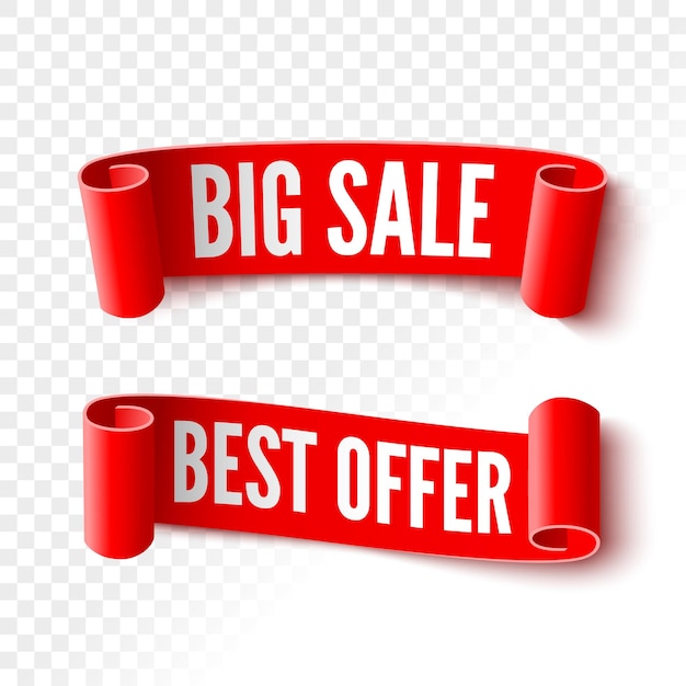 Bannières de vente des rubans rouges