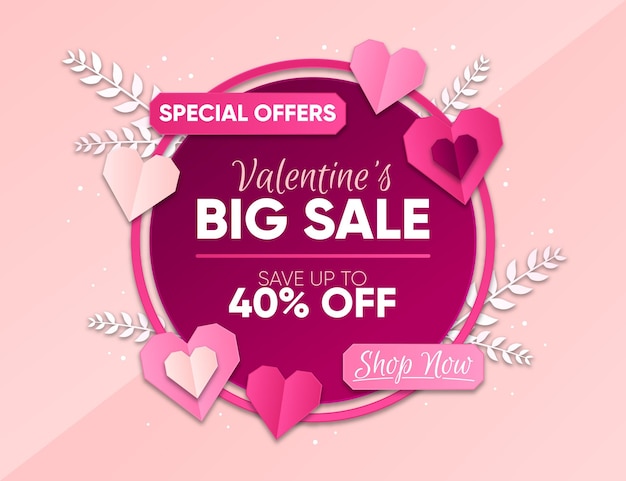 Bannières de vente de la Saint-Valentin avec photo