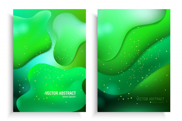 Bannières Verticales Sertie D'abstrait 3d Avec Flux De Mouvement Vague Ufo Green