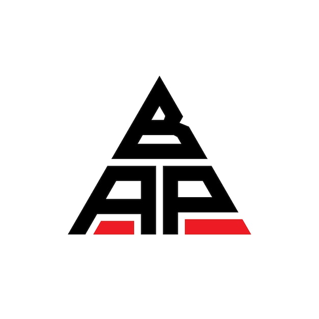 Vecteur bap triangle lettre logo design avec la forme du triangle bap design de logo triangle monogramme bap triangle vecteur modèle de logo avec la couleur rouge bap logo triangulaire simple logo élégant et luxueux