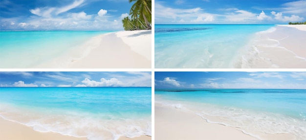 Vecteur la barbade les caraïbes la relaxation le paradis la vague les maldives l'océan tranquille le palmier blanc le soleil le tropique