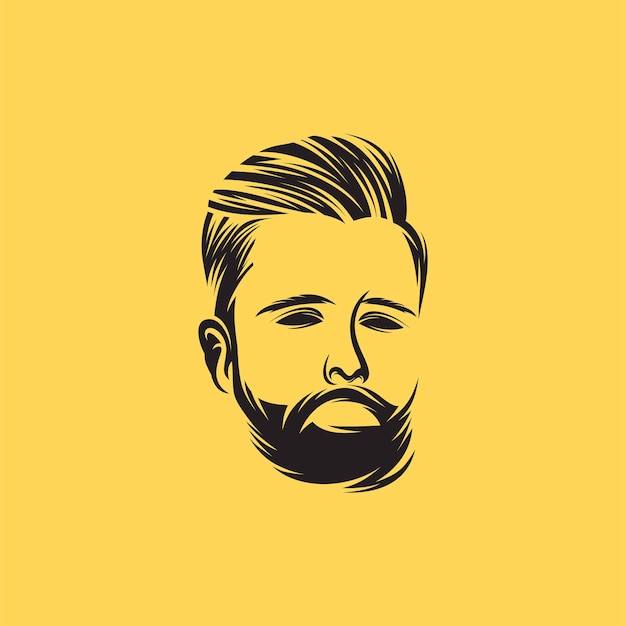 Barbe Homme Logo Design Illustration Vectorielle