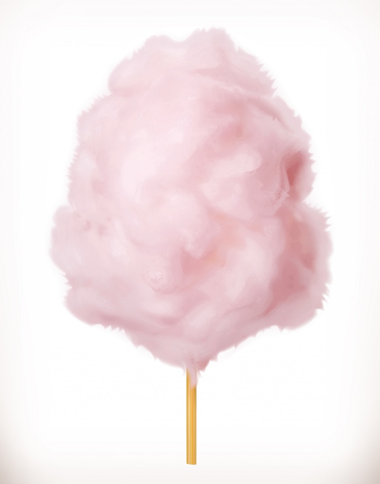 Vecteur barbe à papa. nuages de sucre. 3d. illustration réaliste