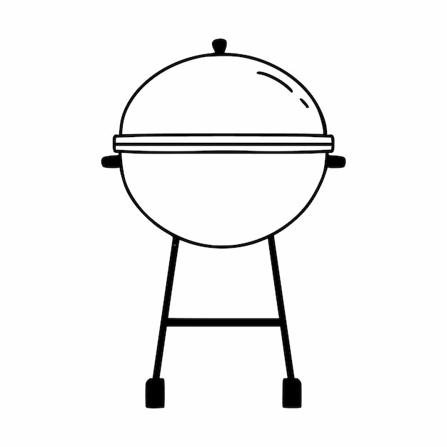 Barbecue Grill. Icône De Vecteur Dans Le Style Doodle.