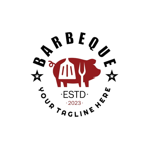 Barbecue simple Vintage grill chaud avec flammes croisées et spatule pour restaurant badge café et bar