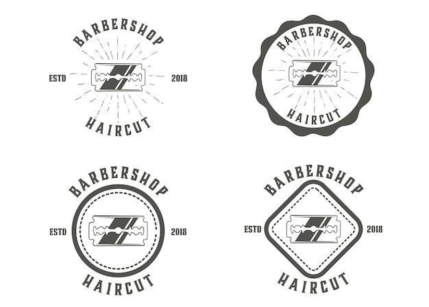 Barber Shop Vector Vintage Insignes Rondes Logo