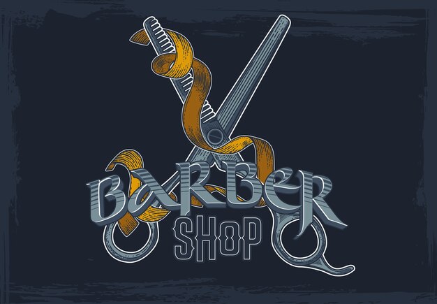 Barbershop Bannière Dessinée à La Main