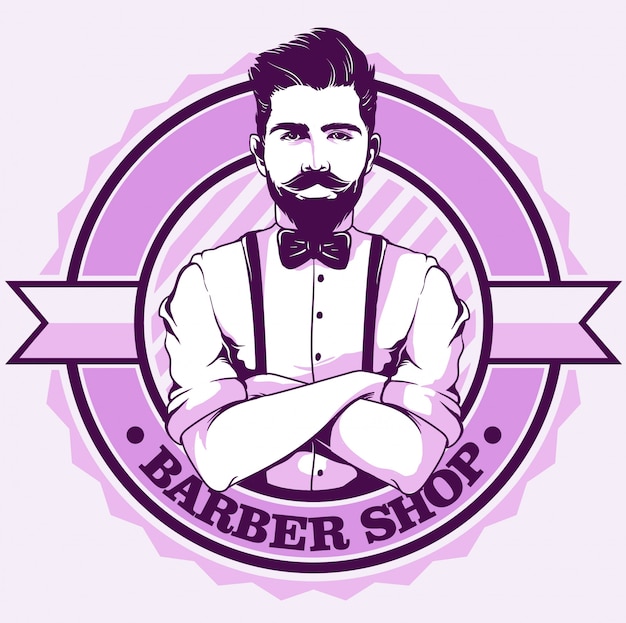 Barbershop Logo Avec Gentleman