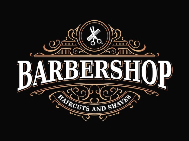 Barbershop logo ornemental victorien de luxe royal vintage