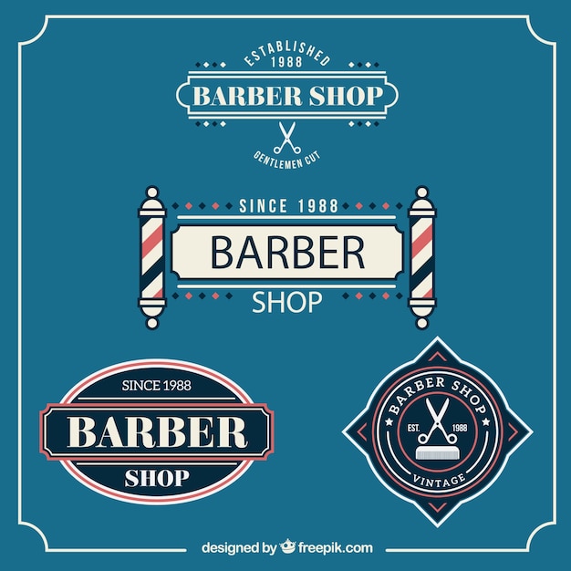 Vecteur barbier badges de style vintage