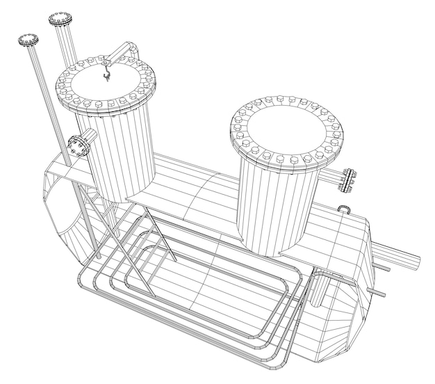 Baril Chauffé Réservoir Industriel Format Eps10 Vecteur Créé De 3d