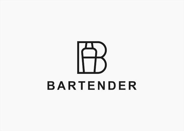 Barman Logo Design Silhouette Vecteur Illustration