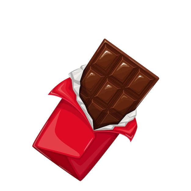 Vecteur barre de chocolat dans l'icône de l'emballage ouvert