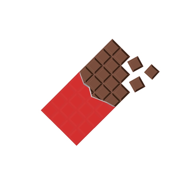 Barre de chocolat dans une illustration simple d'emballage dans un style plat