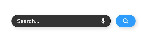 Barre de recherche avec coins arrondis moteur de navigateur Internet avec barre d'adresse de boîte de recherche et champ de texte élément d'interface de site Web de conception d'interface utilisateur avec icônes Web et bouton-poussoir illustration vectorielle