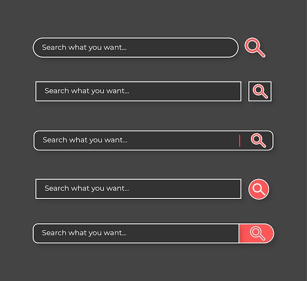 Vecteur barre de recherche définir le modèle d'interface utilisateur des zones de recherche