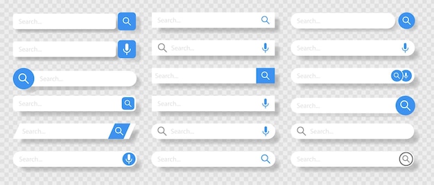 Barre De Recherche Pour La Conception De L'interface Utilisateur Et Le Site Web Adresse De Recherche Et Icône De La Barre De Navigation Collection De Modèles De Formulaire De Recherche Pour Les Sites Web Illustration Vectorielle Sur Fond Blanc